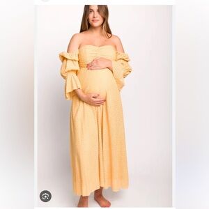Elegant Yellow Off-Shoulder Maxi Dress